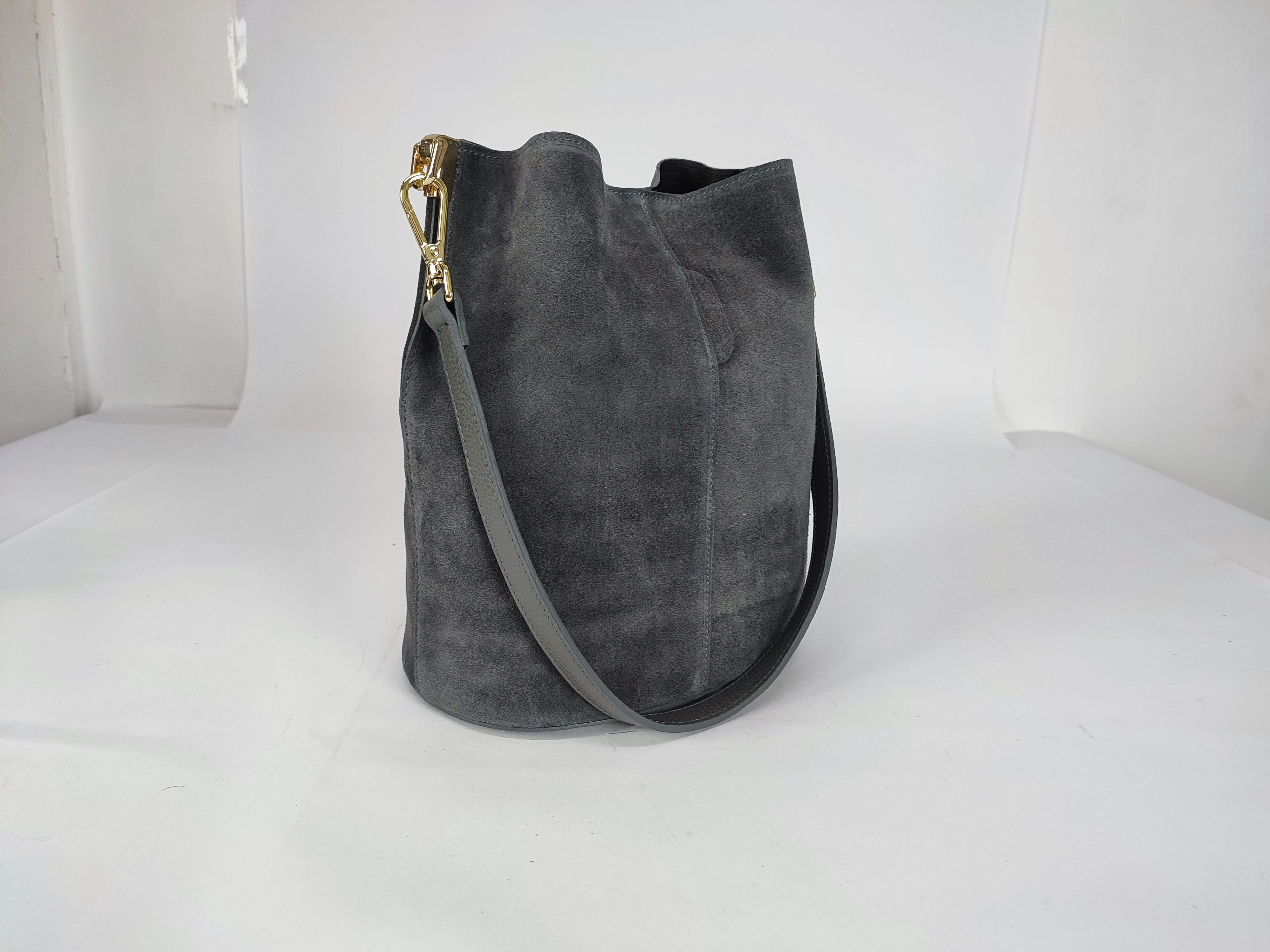 DM030 Grey Suede Bucket Bag