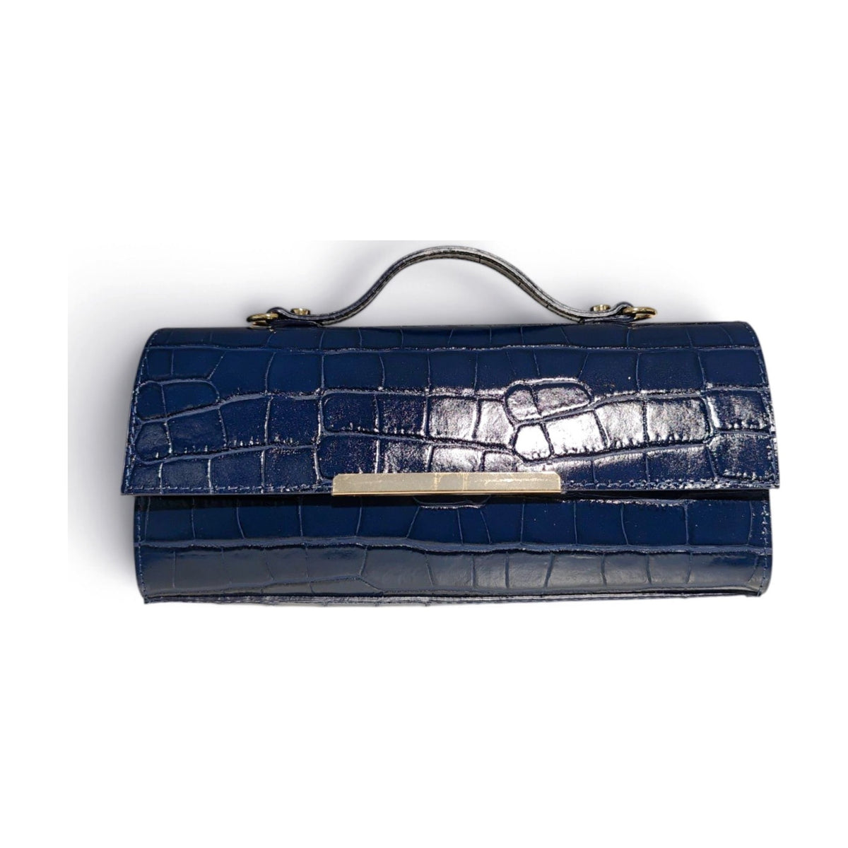 BM948 Navy Croc Top Handle Bag