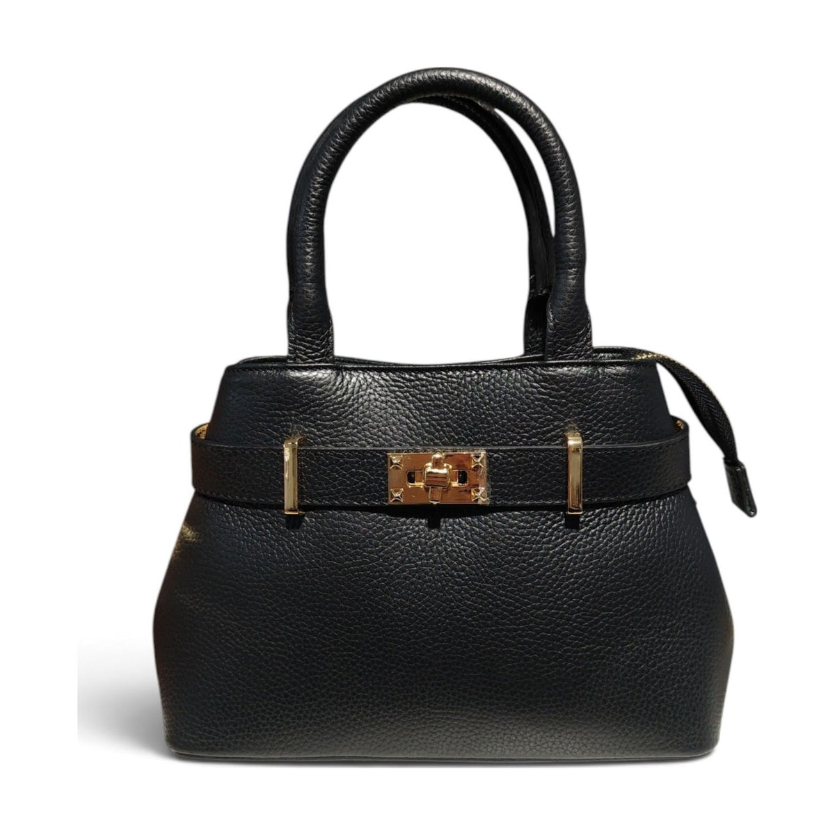 BM900 Black Belted Leather Handbag
