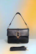 BM105 Black Leather Shoulder Bag