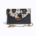 BM874 Black Cow Print Chain Crossbody Bag