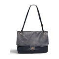 BM889 Navy Leather Flap Bag