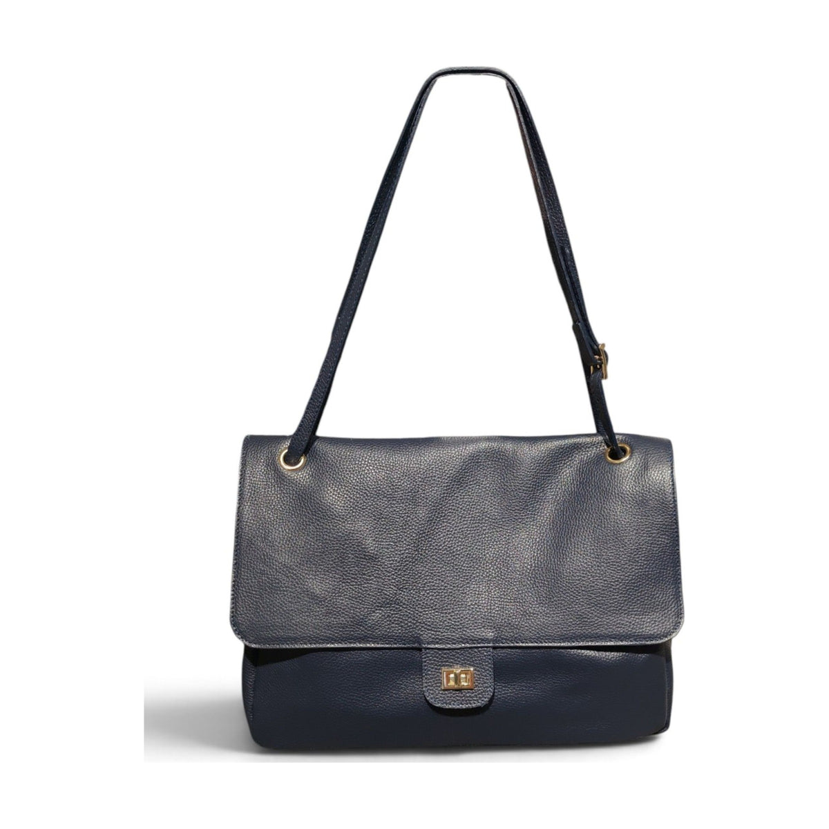 BM889 Navy Leather Flap Bag