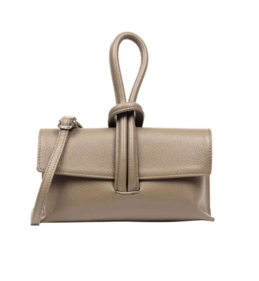 BM696 Taupe Leather Clutch Bag