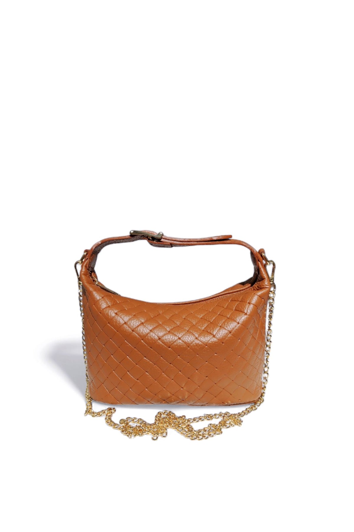 BM197 Dark Camel Leather Crossbody Bag