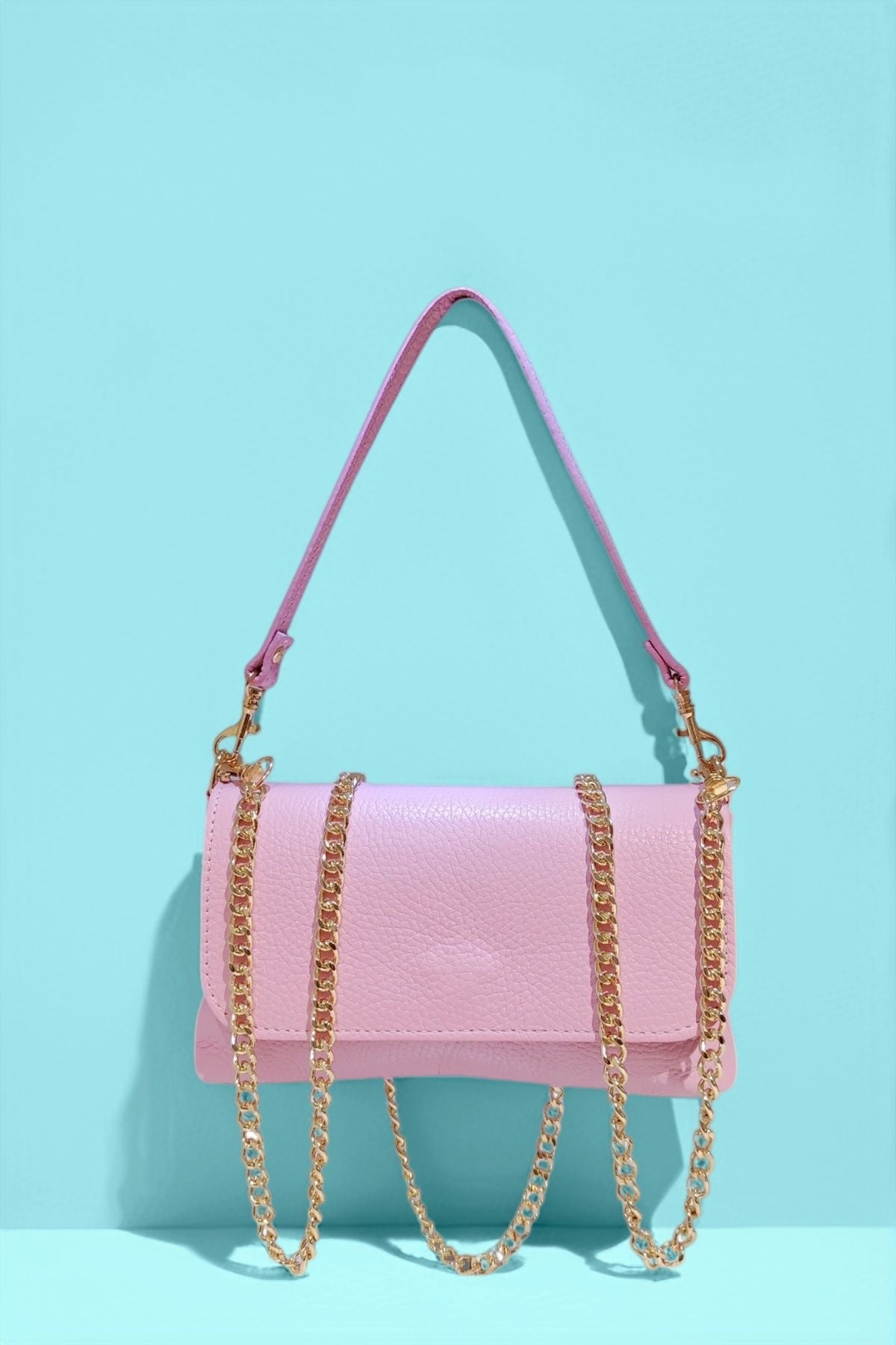 BM631 Light Pink Leather Crossbody Bag