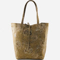 AG012 Taupe Floral Suede Tote Bag