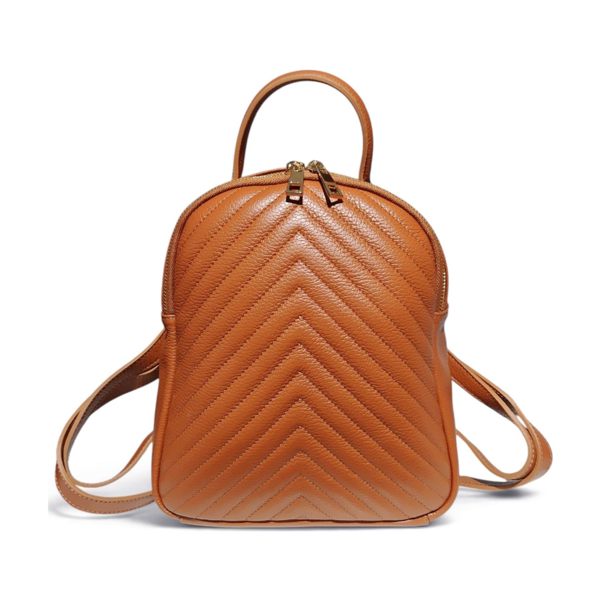 BM858 Dark Camel Quilted Leather Backpack