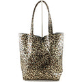 AG026 Platinum Micro Metallic Leopard Tote Bag