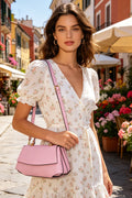 BM082 Pink Leather Crossbody Bag