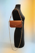 BM281 Dark Camel Leather Crossbody Bag