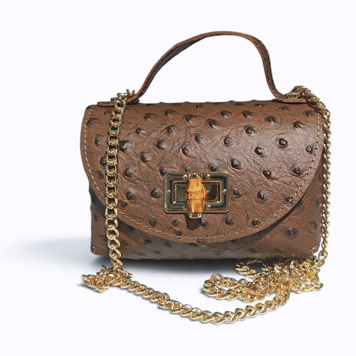 BM838 Brown Textured Leather Crossbody Bag