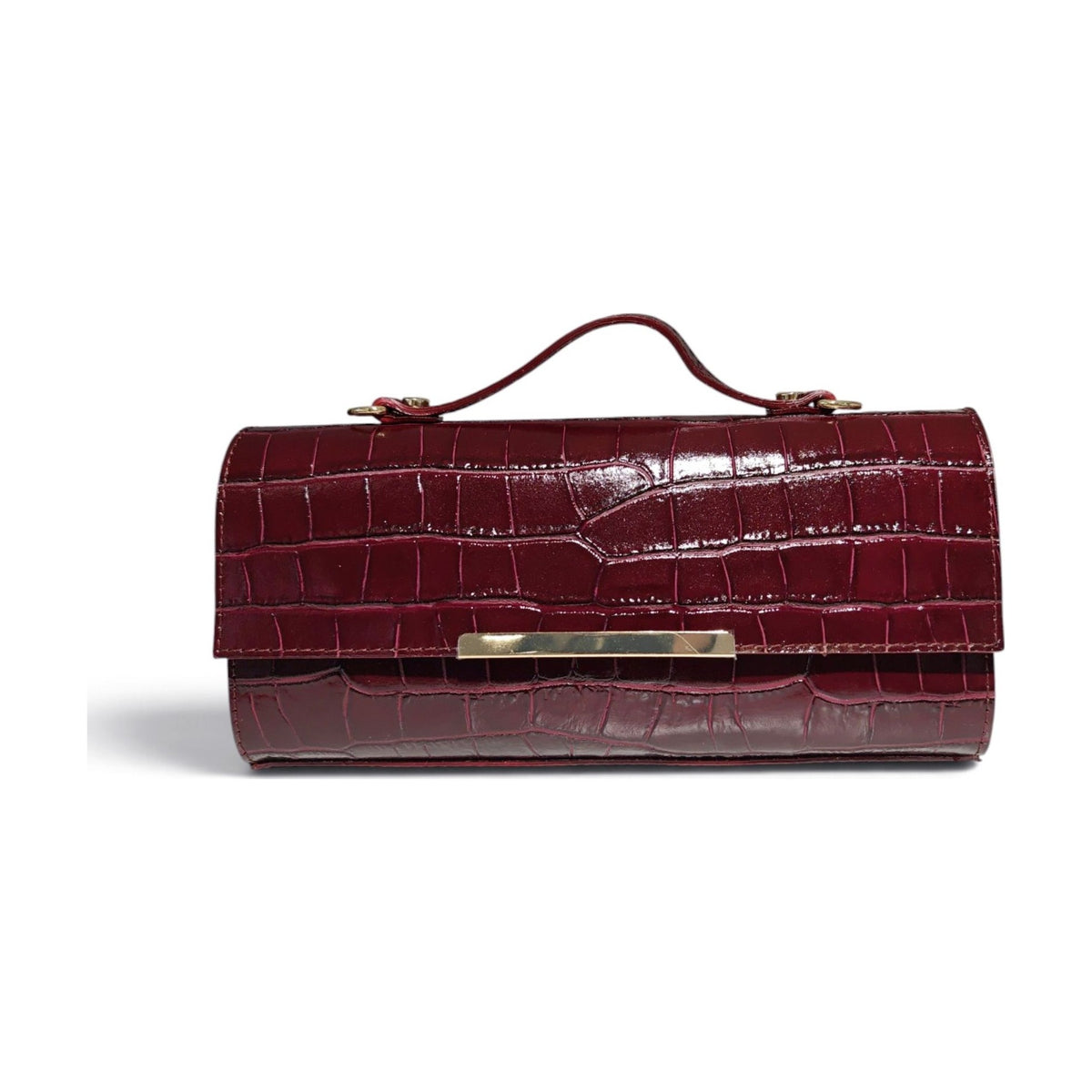 BM947 Plum Croc Top Handle Bag