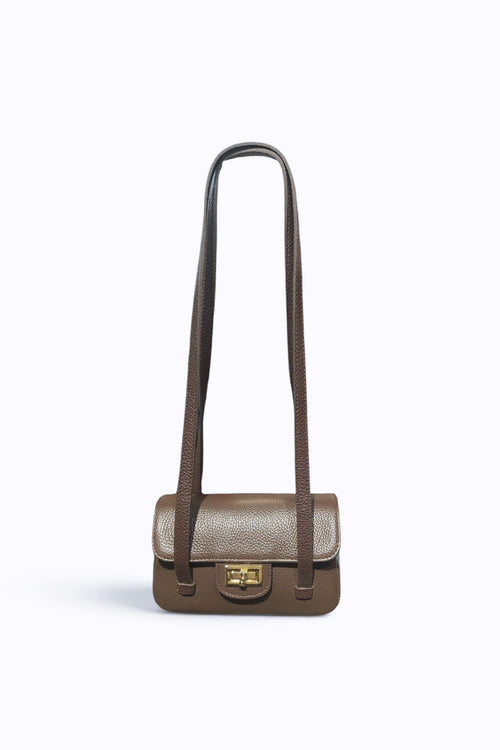 BM004 Chocolate Leather Crossbody Bag