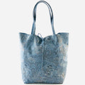 AG010 Blue Floral Suede Tote Bag