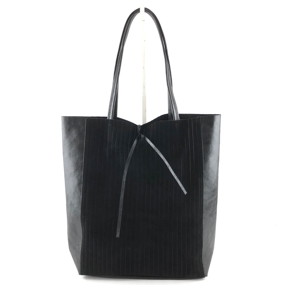 AG018 Black Metallic Suede Tote Bag