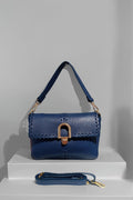 BM106 Navy Leather Shoulder Bag