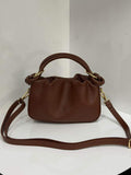 ST128 Brown Ruched Top Handle Bag