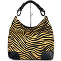 Mi116 Zebra Print Brown Pony Hair Shoulder Bag