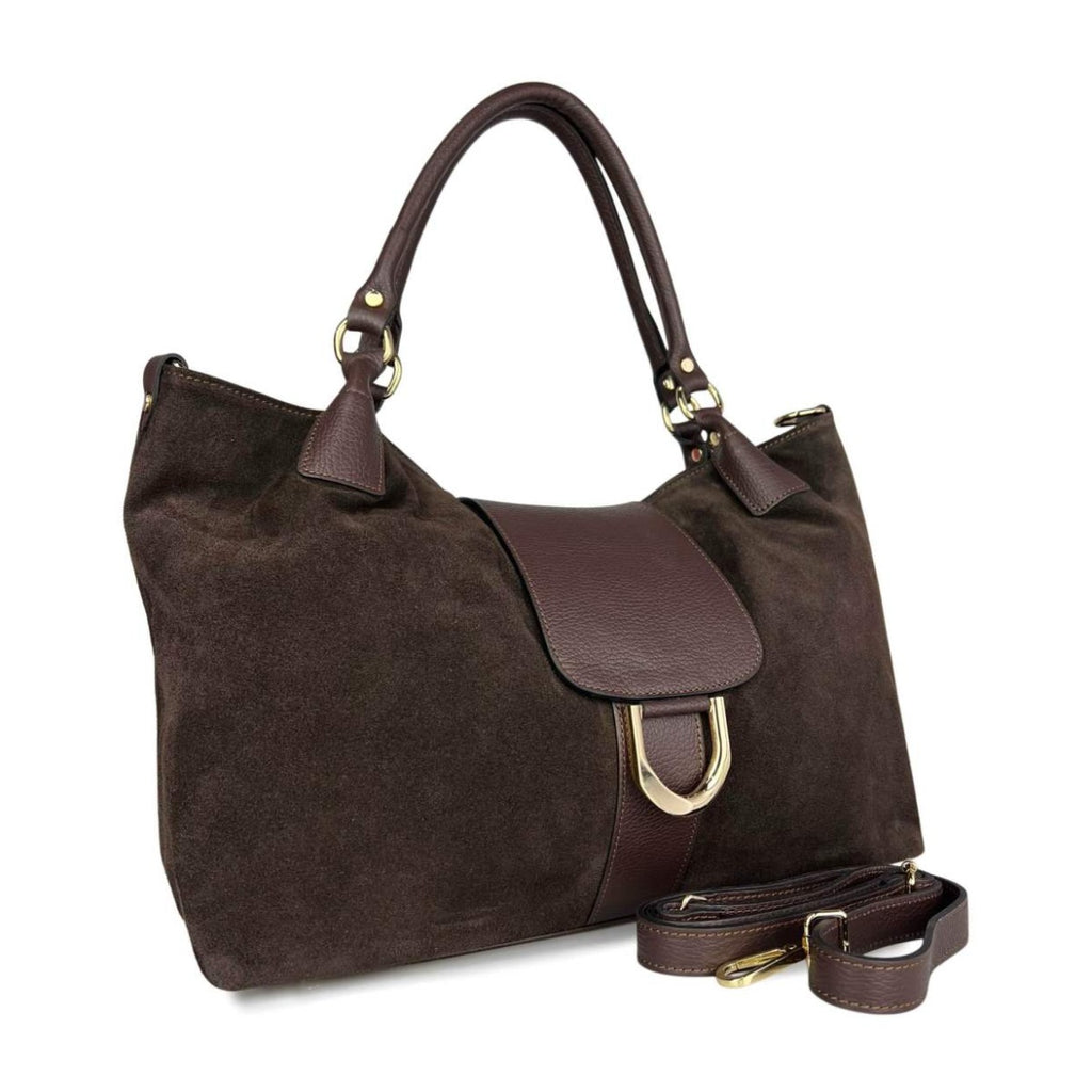 MI633 Dark Brown Suede Shopper Bag