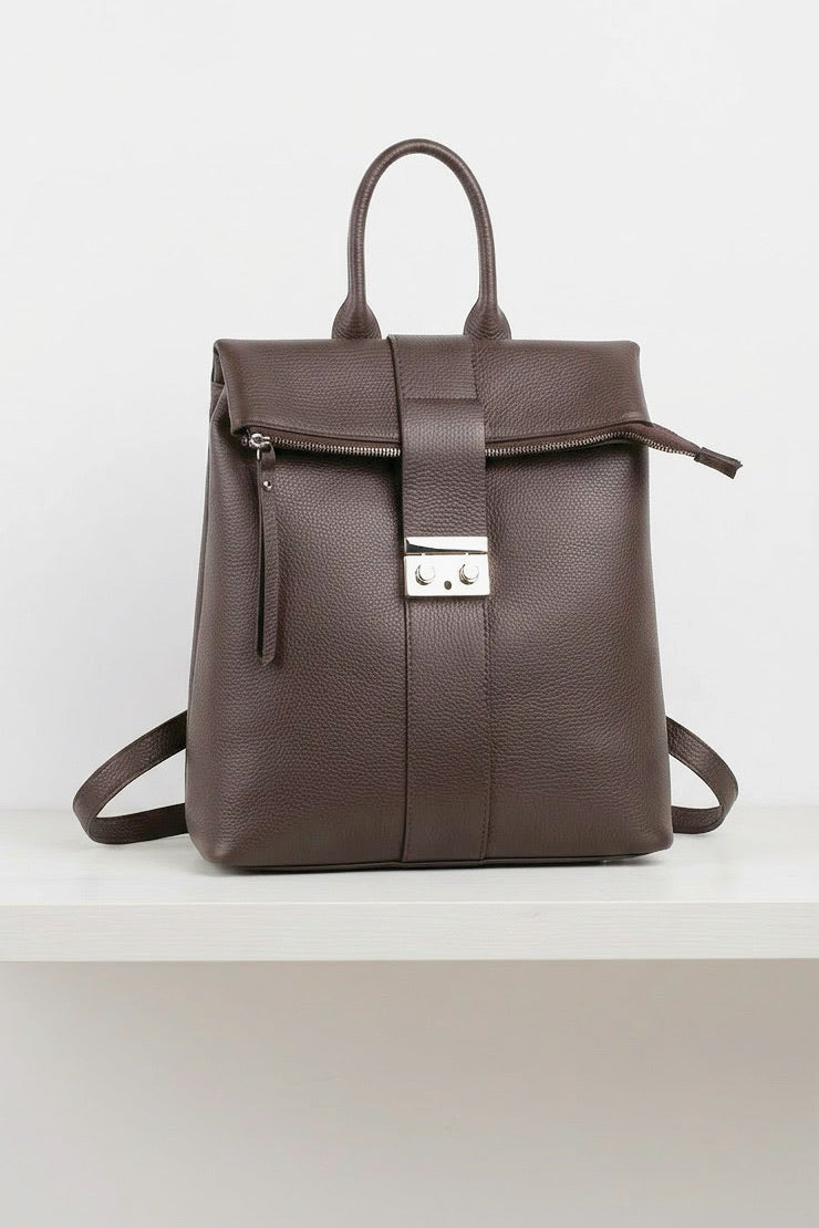 ZZ081 Brown Leather Backpack