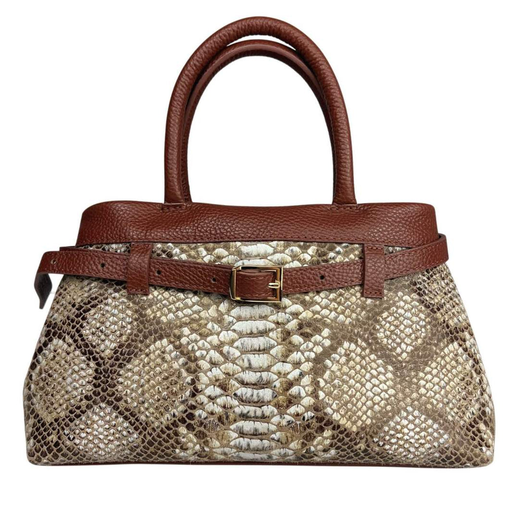 Mi237 Brown Python-Print Bag