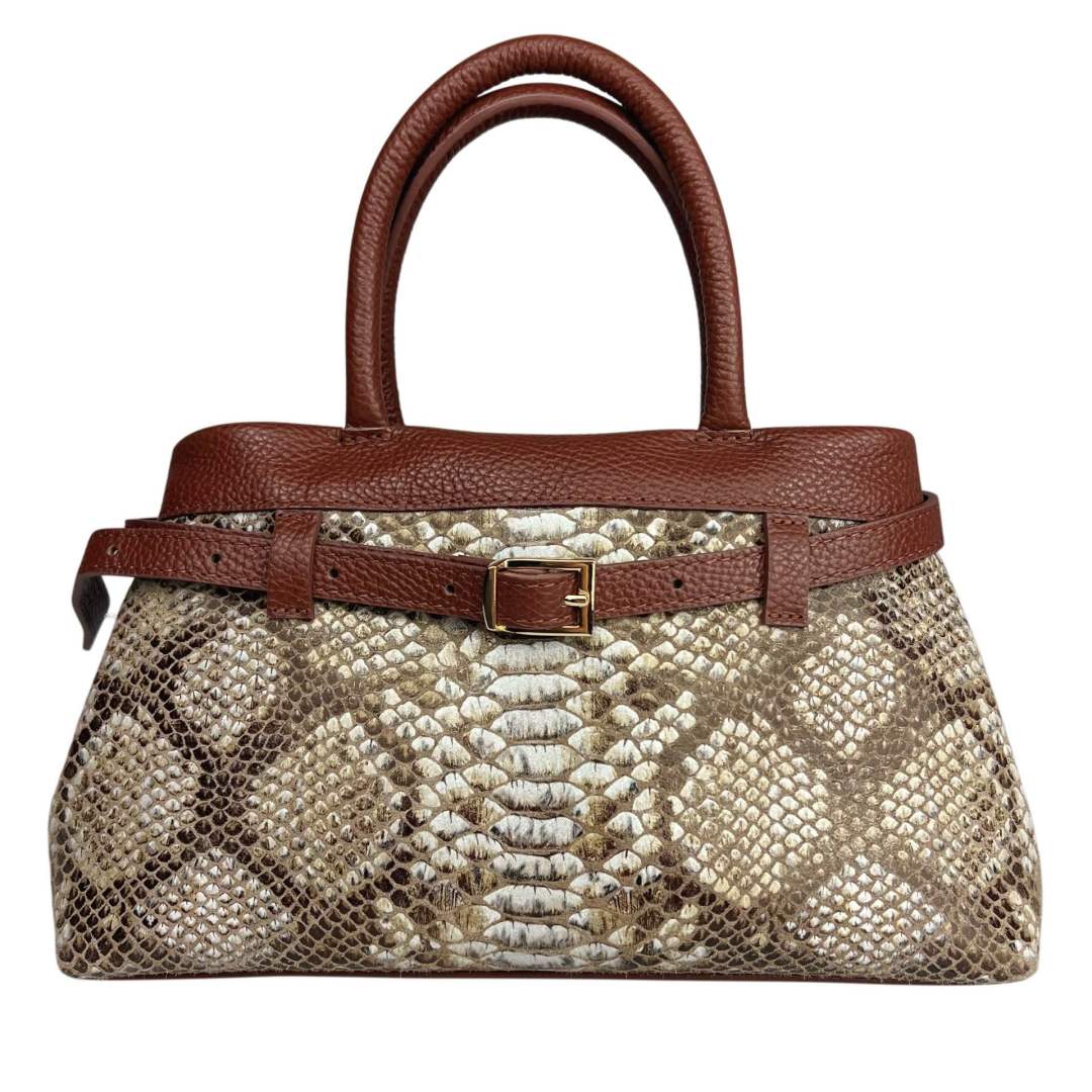 Mi237 Brown Python-Print Bag