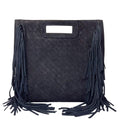 MI486 Black Suede Woven Fringe Bag