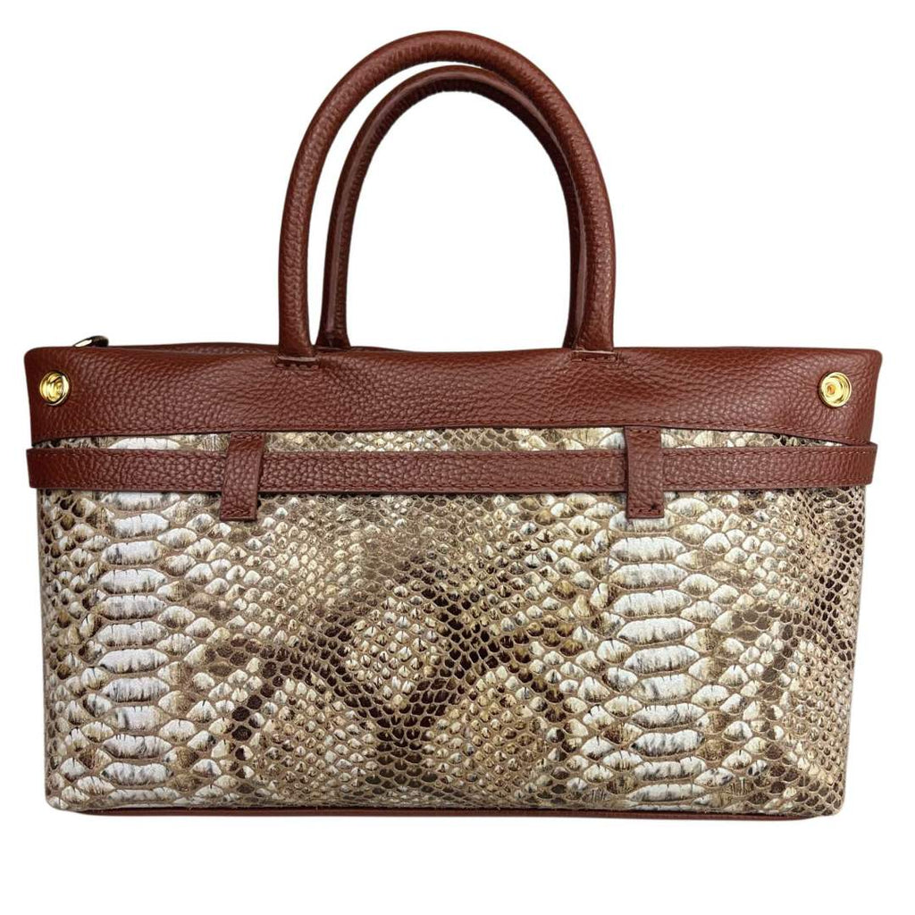 Mi237 Brown Python-Print Bag