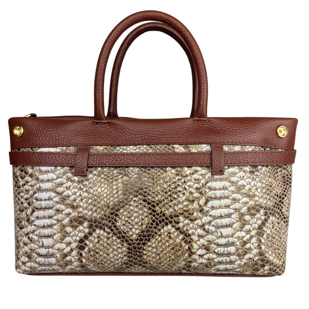 Mi237 Brown Python-Print Bag