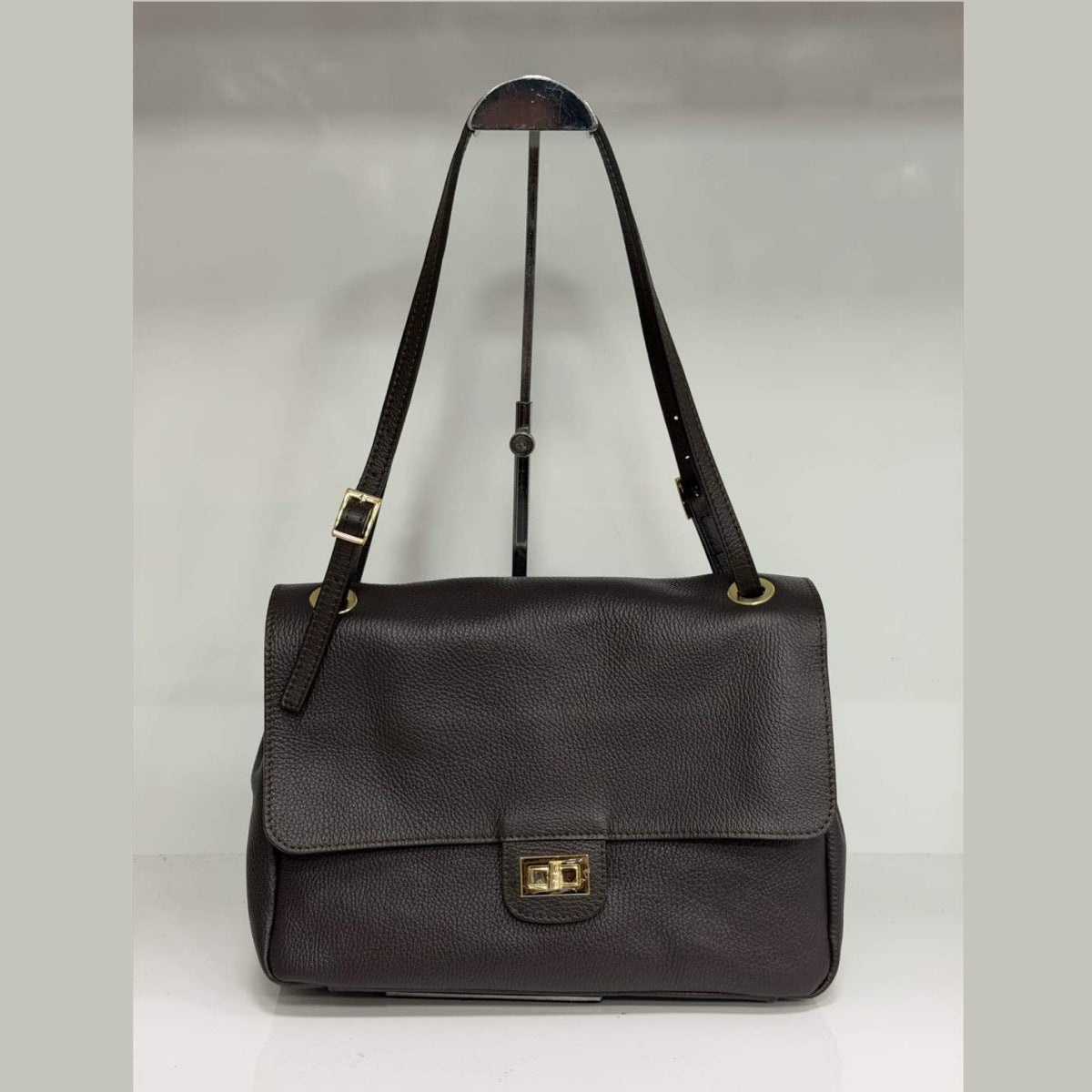 ST180 Dark Brown Leather Flap Shoulder Bag