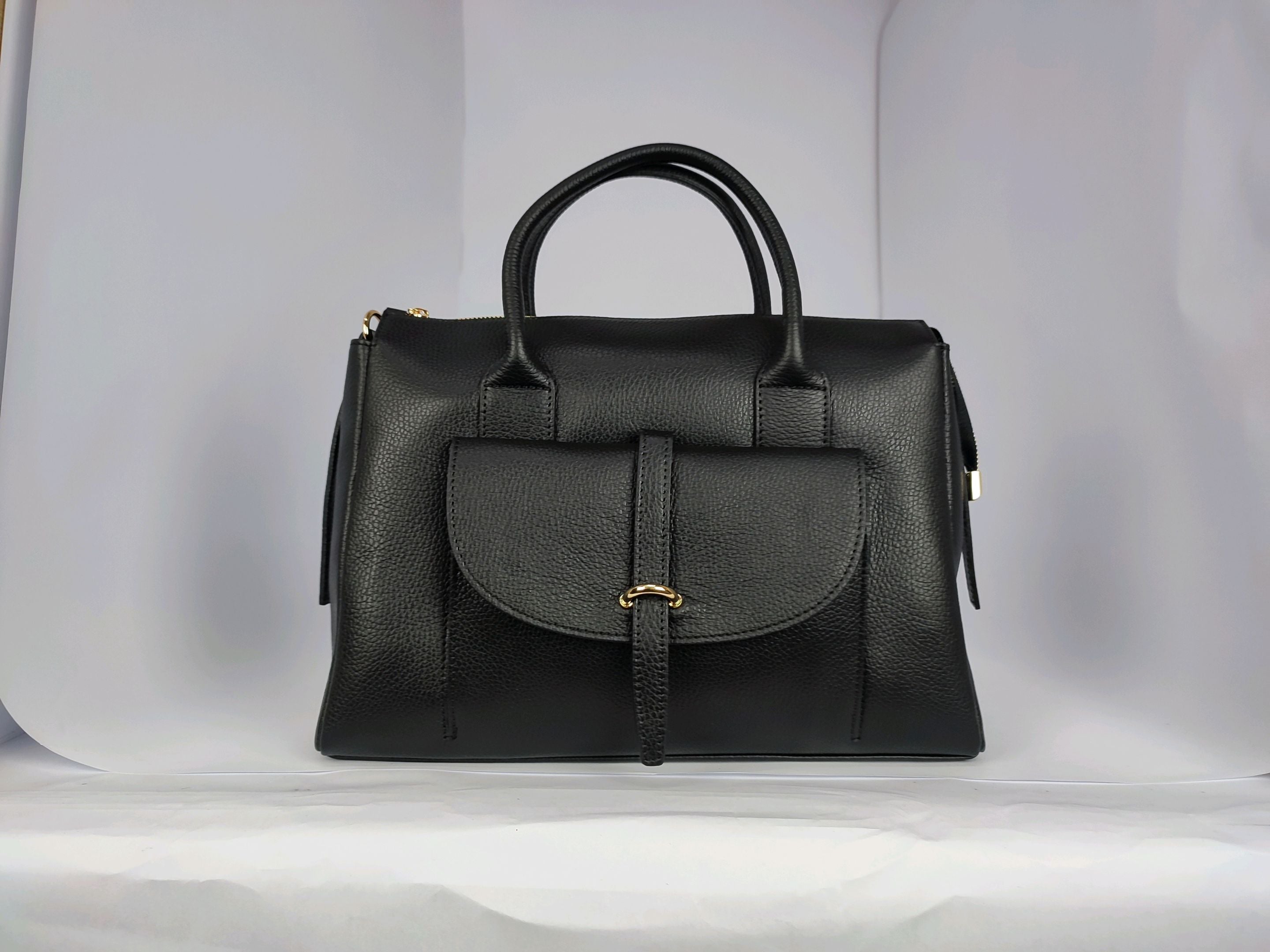 DM001 Black Leather Tote Bag