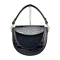 MI621 Black Suede Croc Saddle Bag