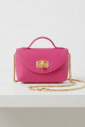 ZZ123 Fuchsia Grained Leather Chain Crossbody Bag