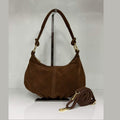 ST172 Brown Suede Crescent Shoulder Bag