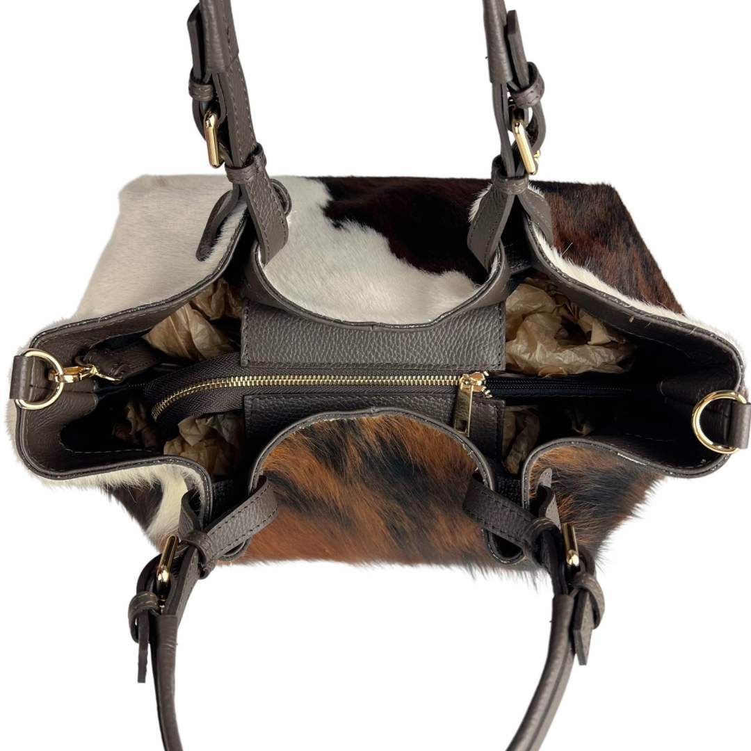 Mi256 Cow Print Pony Hair Large Bag