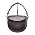 MI617 Dark Brown Suede Croc Saddle Bag