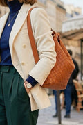 ZZ201 Camel Woven Leather Backpack