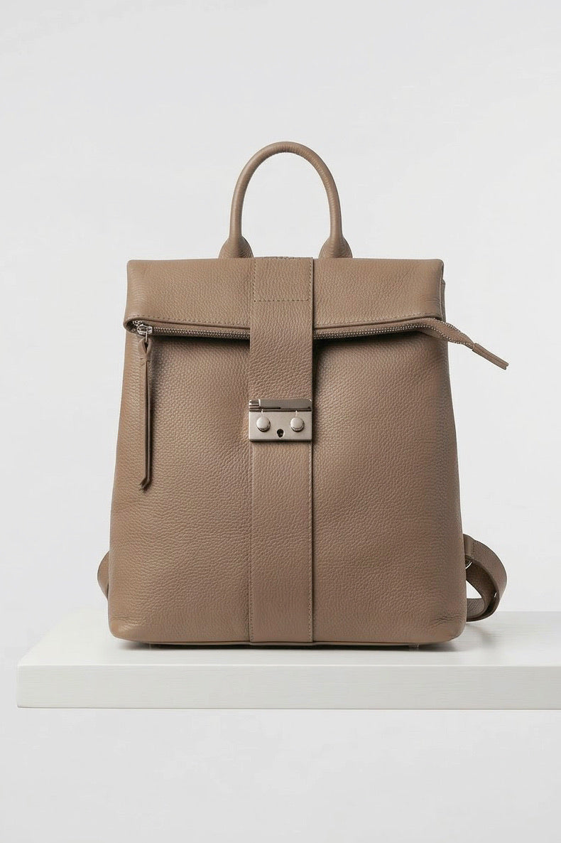 ZZ082 Taupe Leather Backpack