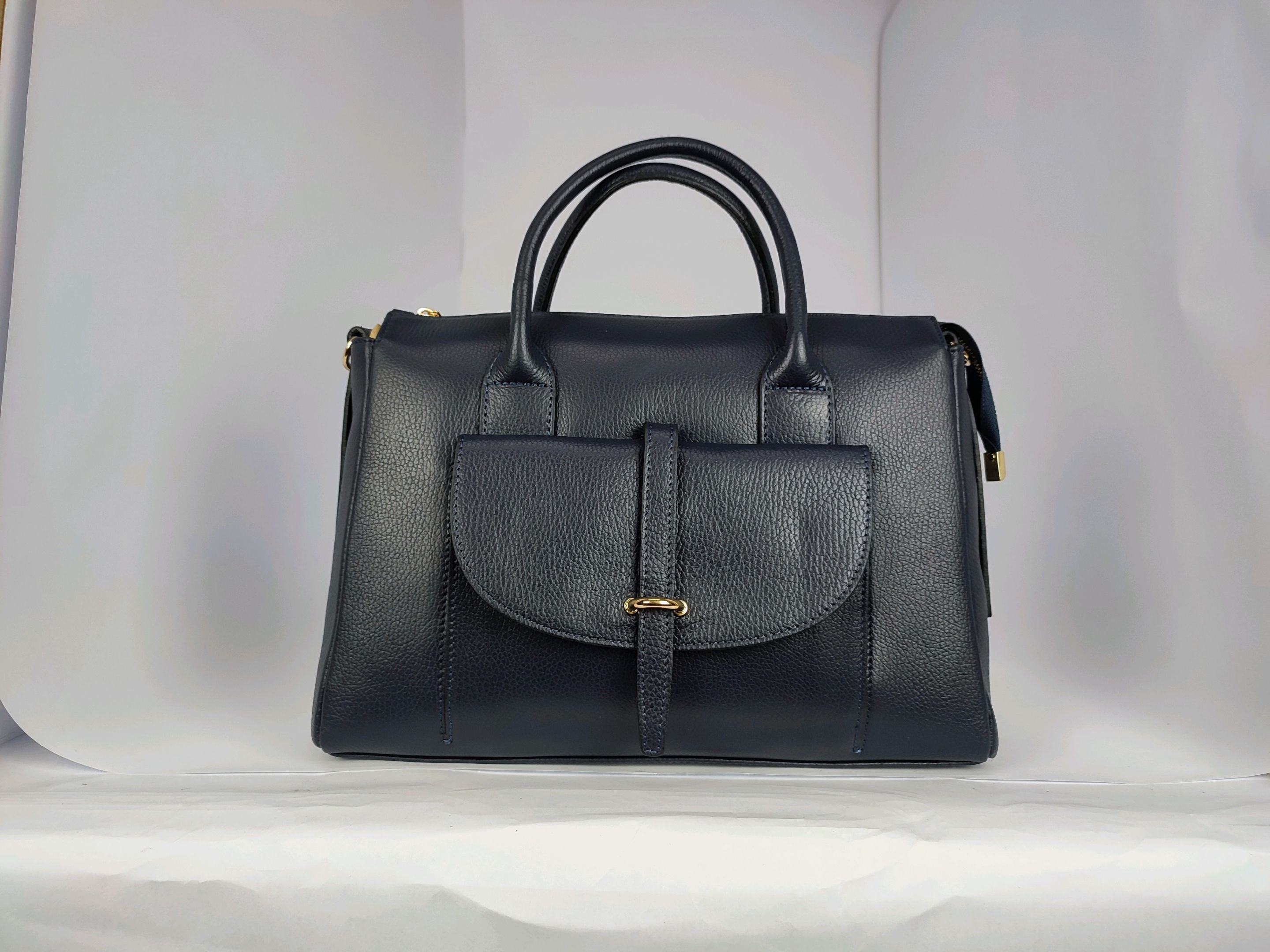 DM002 Dark Blue Leather Tote Bag