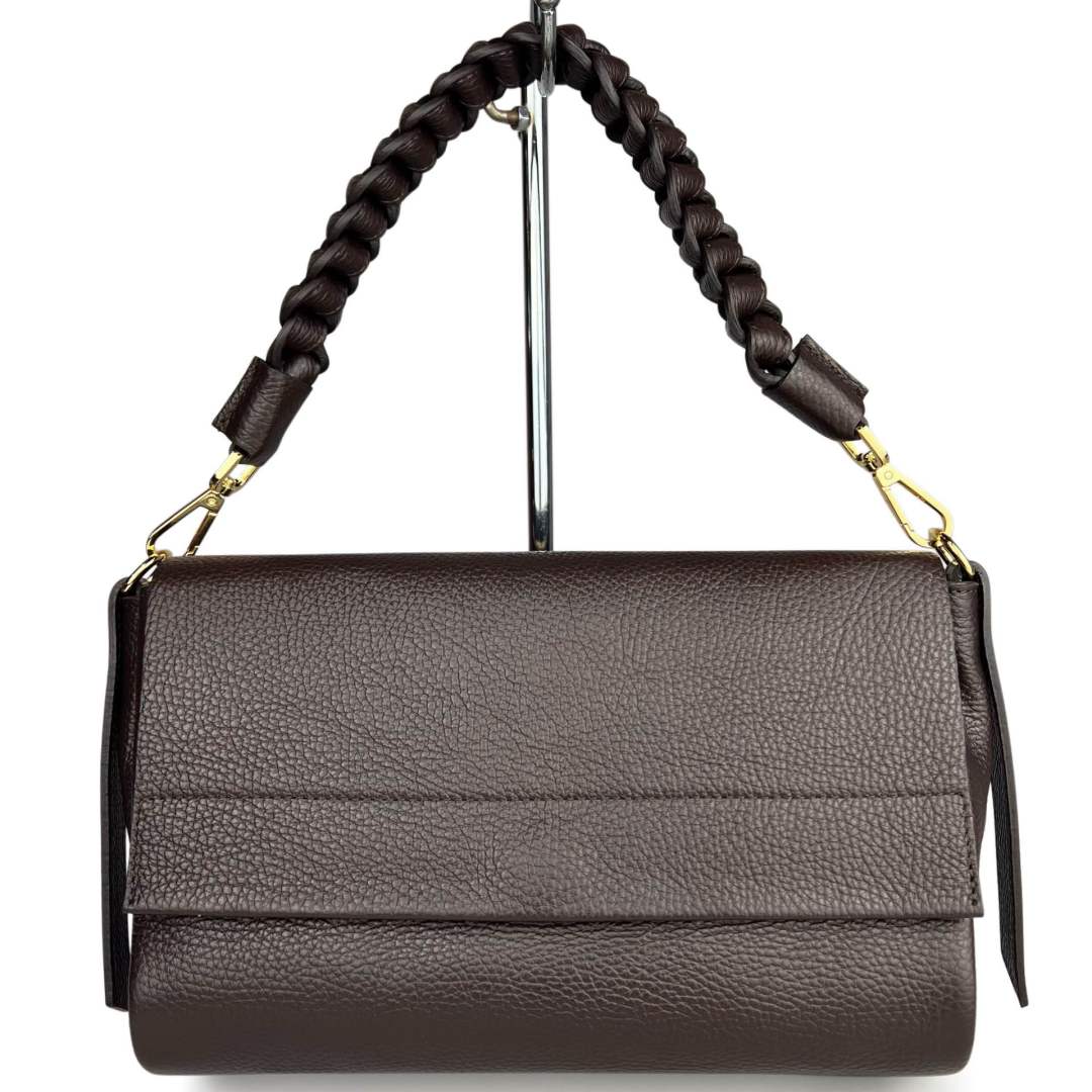 Mi193 Dark Brown 3-Compartment Flap Bag