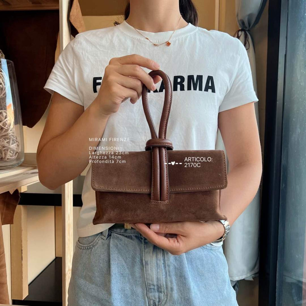 Mi111 Brown Suede Knot Pochette