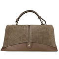 MI520 Dark Taupe Suede Flap Handbag