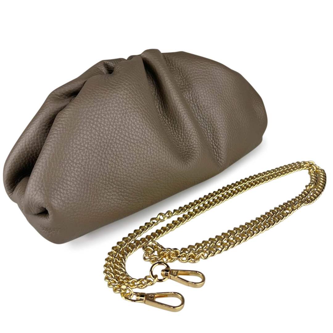 Mi257 Dark Taupe Pebbled-Leather Pouch