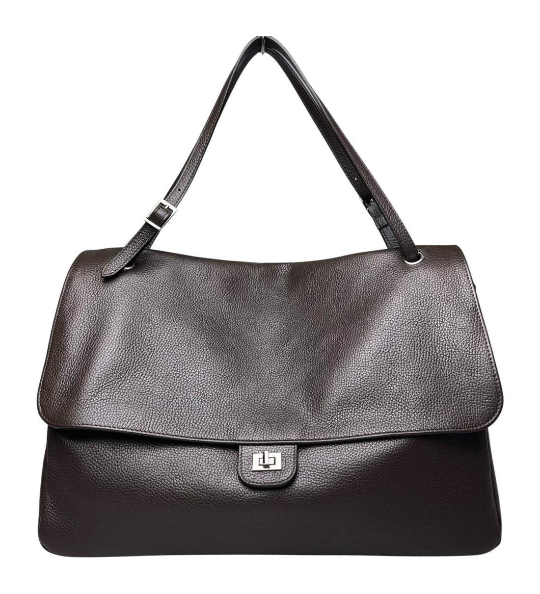 MI540 Dark Brown Leather XL Flap Bag