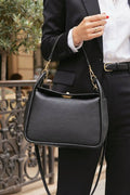 ZZ155 Black Leather Top Handle Bag