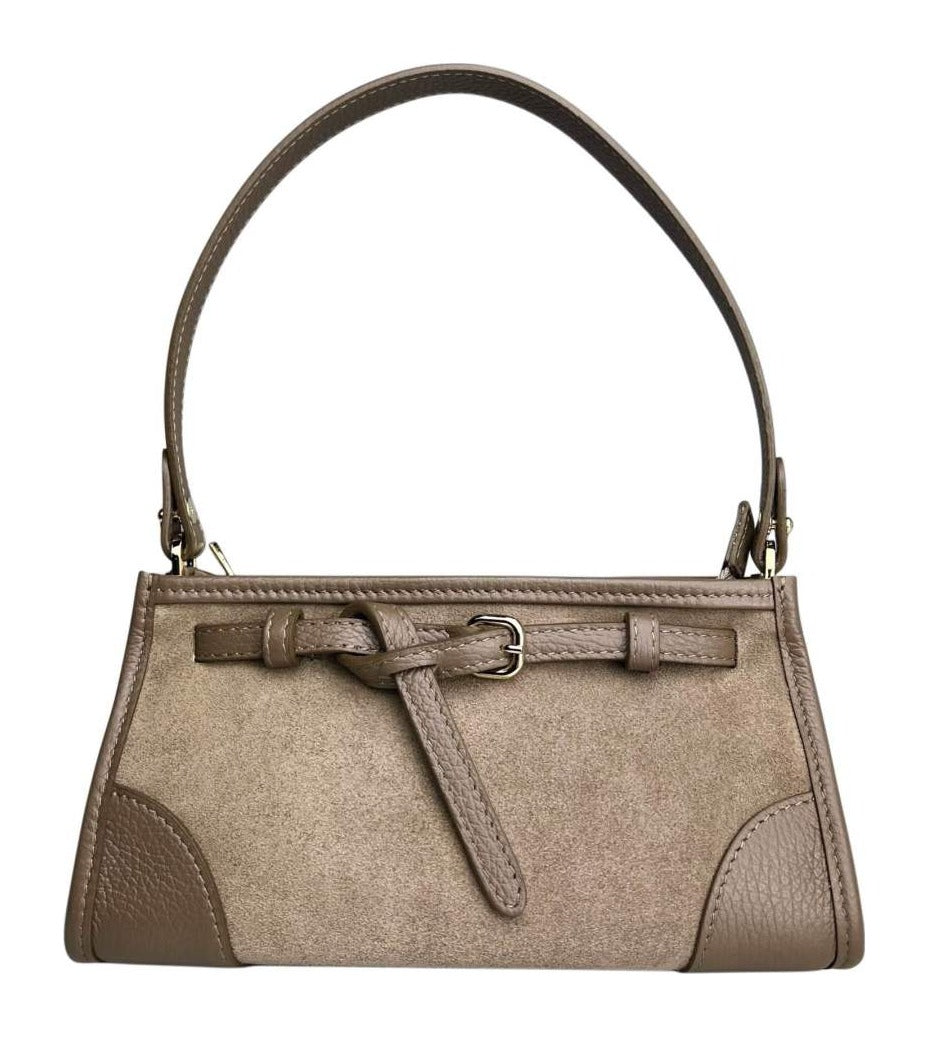 MI568 Dark Taupe Suede Mini Shoulder Bag