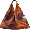 MI501 Brown Crane & Peony Print Triangle Bag