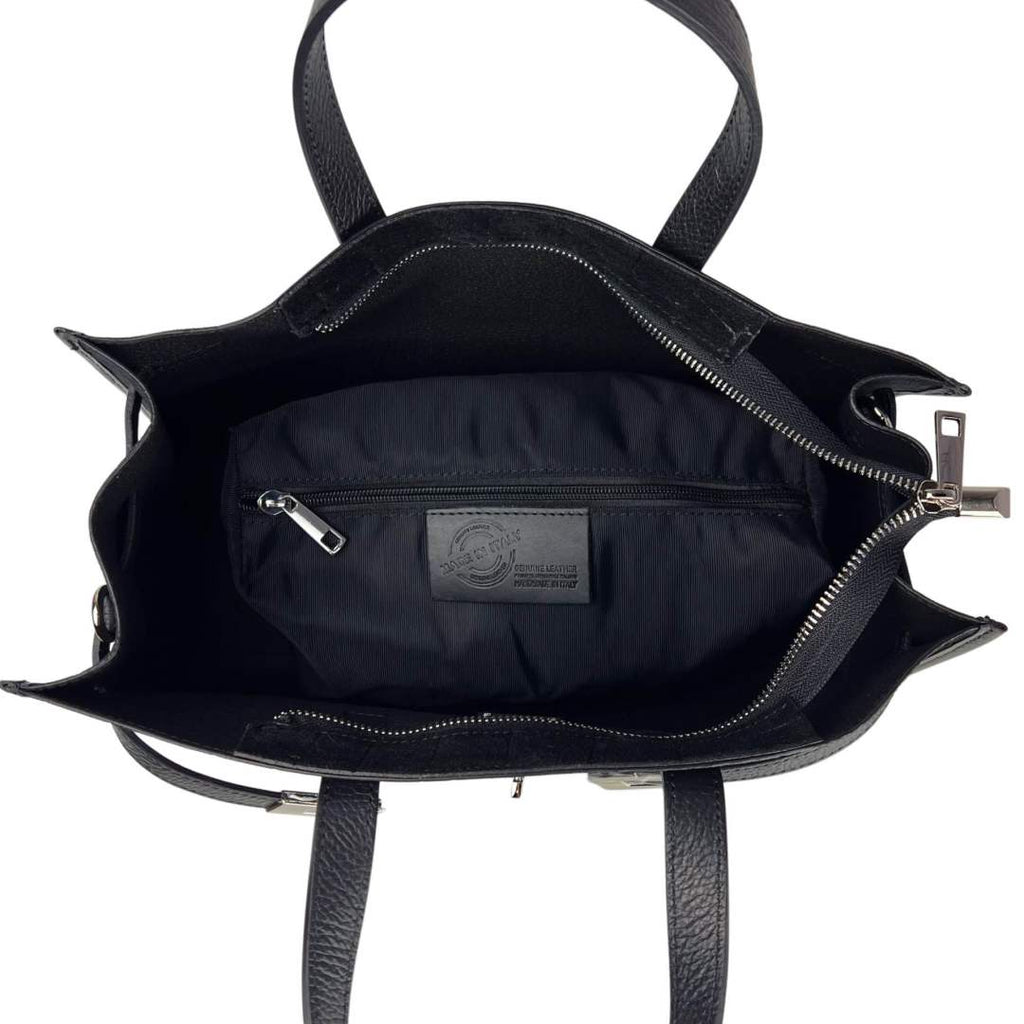 Mi131 Black Croco-Print Suede Tote