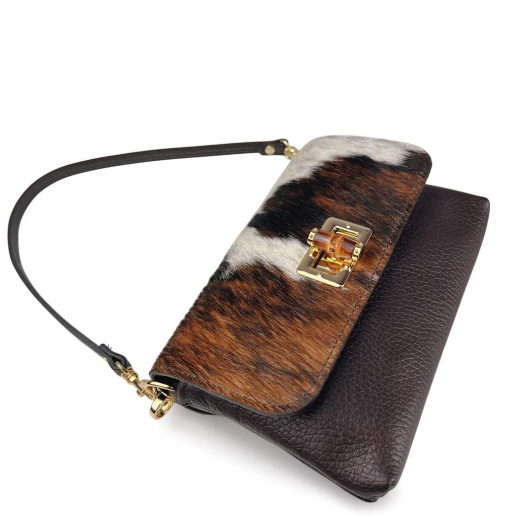Mi249 Cow Print Pony Hair Bamboo-Handle Mini